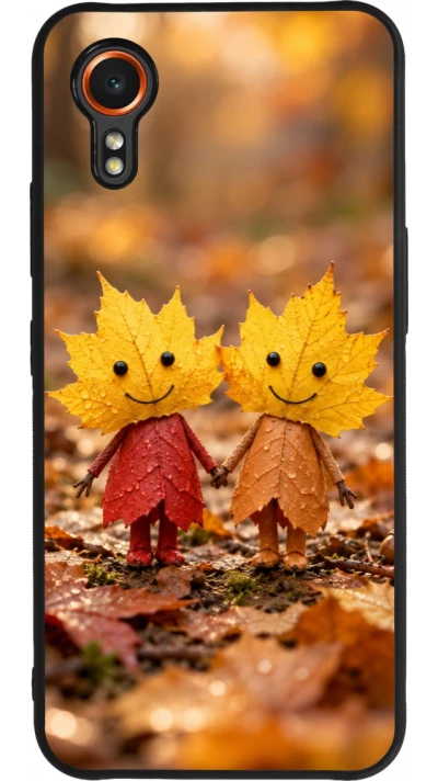 Coque Samsung Galaxy XCover 7 - Silicone rigide noir Autumn 26 Couple of leaves
