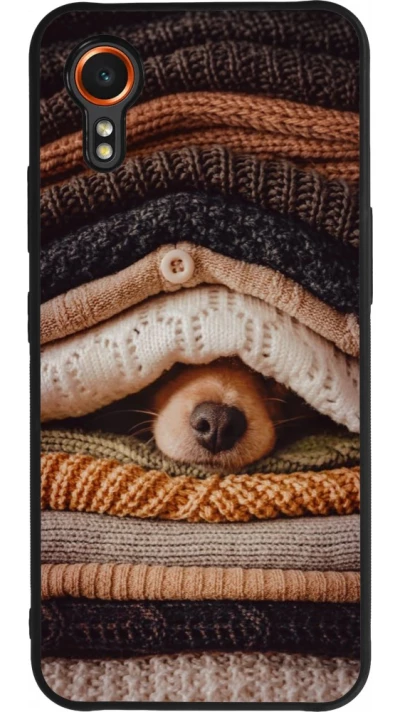 Coque Samsung Galaxy XCover 7 - Silicone rigide noir Autumn 26 Dog under the covers