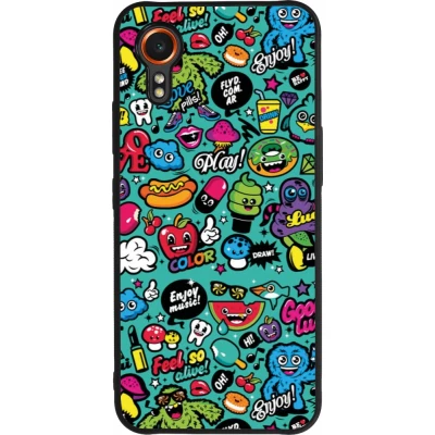 Coque Samsung Galaxy XCover 7 - Silicone rigide noir Cartoons old school