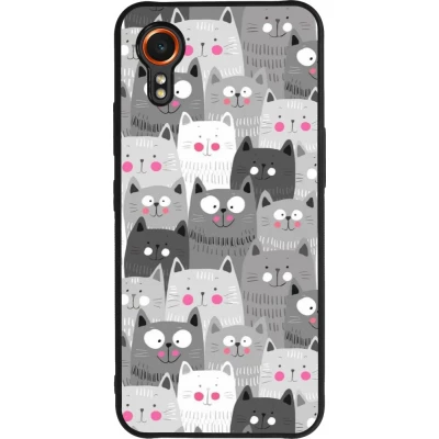 Samsung Galaxy XCover 7 Case Hülle - Silikon schwarz Katzenschwärme