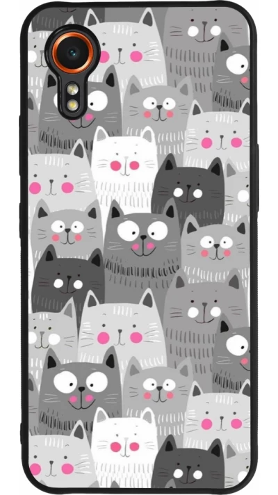 Samsung Galaxy XCover 7 Case Hülle - Silikon schwarz Katzenschwärme