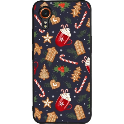Coque Samsung Galaxy XCover 7 - Silicone rigide noir Christmas 25 Pattern Gingerbread House