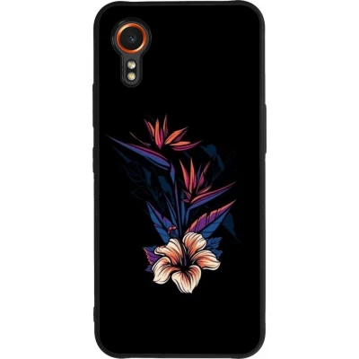 Coque Samsung Galaxy XCover 7 - Silicone rigide noir Dark Flowers