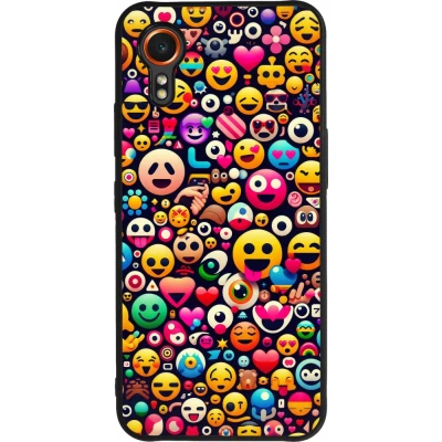Coque Samsung Galaxy XCover 7 - Silicone rigide noir Emoji Mix Color