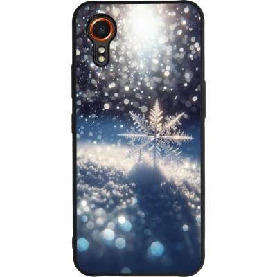 Coque Samsung Galaxy XCover 7 - Silicone rigide noir Flocon Solaire Éclat