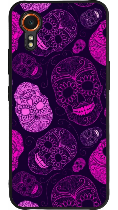 Samsung Galaxy XCover 7 Case Hülle - Silikon schwarz Halloween 2023 pink skulls
