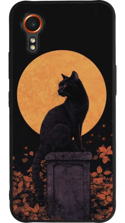 Samsung Galaxy XCover 7 Case Hülle - Silikon schwarz Halloween 2026 Cat Art Nouveau