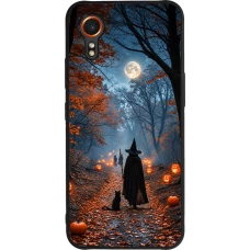 Samsung Galaxy XCover 7 Case Hülle - Silikon schwarz Halloween 2026 Witch with a cat
