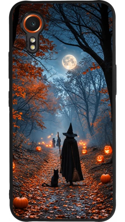 Samsung Galaxy XCover 7 Case Hülle - Silikon schwarz Halloween 2026 Witch with a cat
