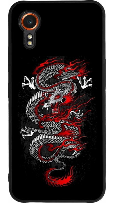 Samsung Galaxy XCover 7 Case Hülle - Silikon schwarz Japanese style Dragon Tattoo Red Black