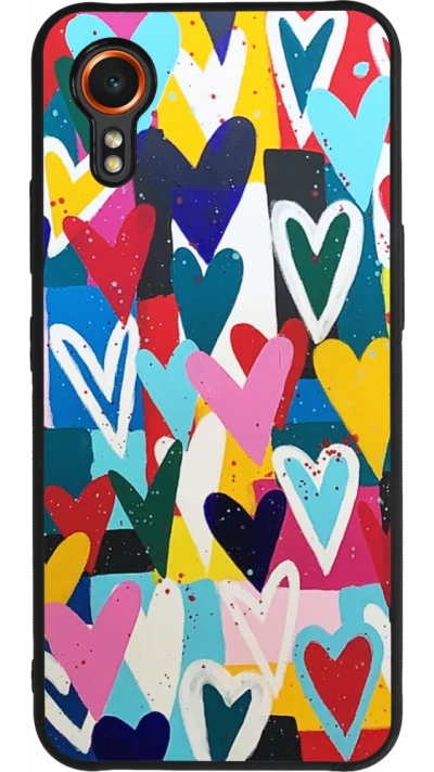 Samsung Galaxy XCover 7 Case Hülle - Silikon schwarz Joyful Hearts