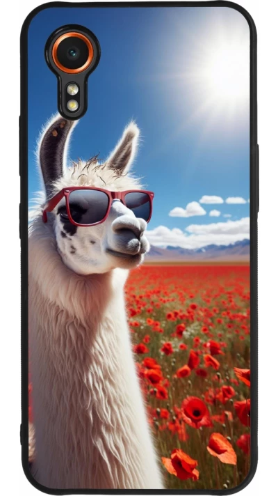 Samsung Galaxy XCover 7 Case Hülle - Silikon schwarz Lama Chic in Mohnblume