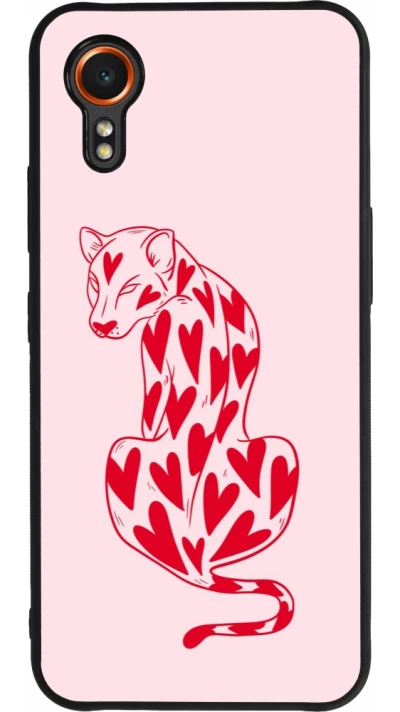 Samsung Galaxy XCover 7 Case Hülle - Silikon schwarz Leopard with hearts 2026