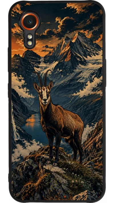 Coque Samsung Galaxy XCover 7 - Silicone rigide noir Linocut Chamois