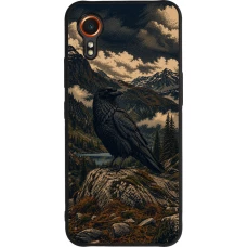 Coque Samsung Galaxy XCover 7 - Silicone rigide noir Linocut Grand Corbeau