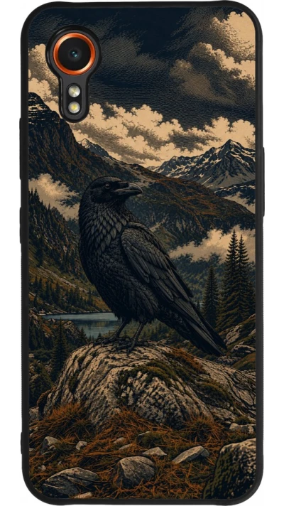 Coque Samsung Galaxy XCover 7 - Silicone rigide noir Linocut Grand Corbeau