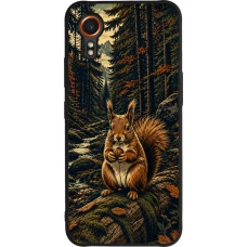 Coque Samsung Galaxy XCover 7 - Silicone rigide noir Linocut Ecureuil