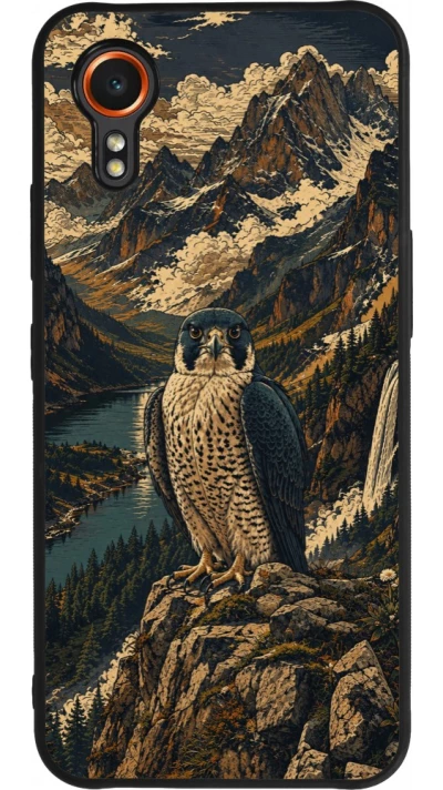 Coque Samsung Galaxy XCover 7 - Silicone rigide noir Linocut Faucun pèlerin
