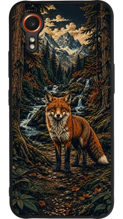 Coque Samsung Galaxy XCover 7 - Silicone rigide noir Linocut Renard