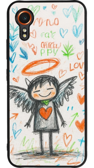 Samsung Galaxy XCover 7 Case Hülle - Silikon schwarz Little Angel Sketch Love