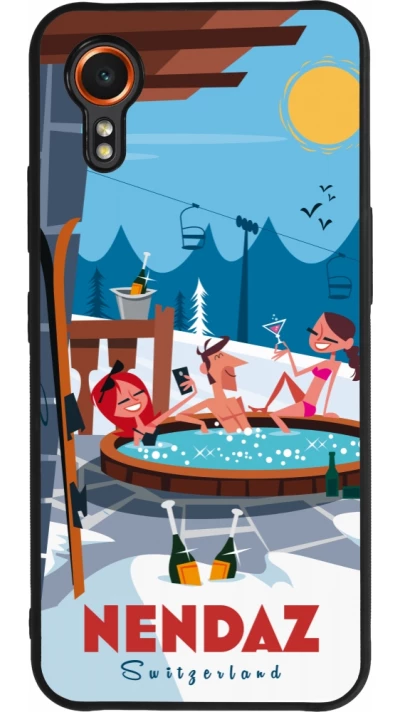 Coque Samsung Galaxy XCover 7 - Silicone rigide noir Nendaz Mountain Jacuzzi