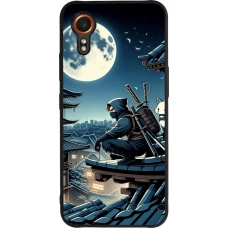 Coque Samsung Galaxy XCover 7 - Silicone rigide noir Ninja sous la lune