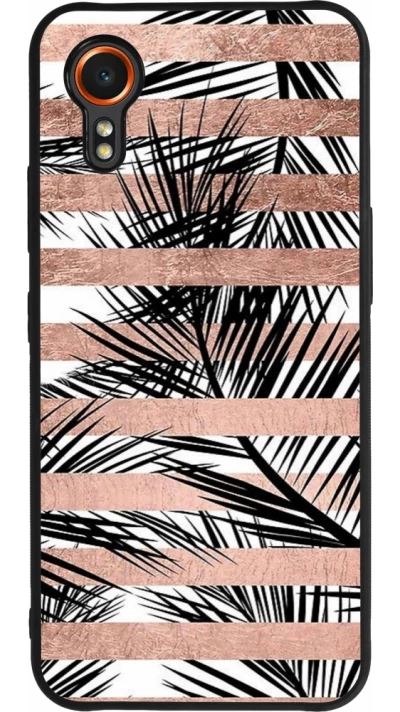 Samsung Galaxy XCover 7 Case Hülle - Silikon schwarz Palm trees gold stripes
