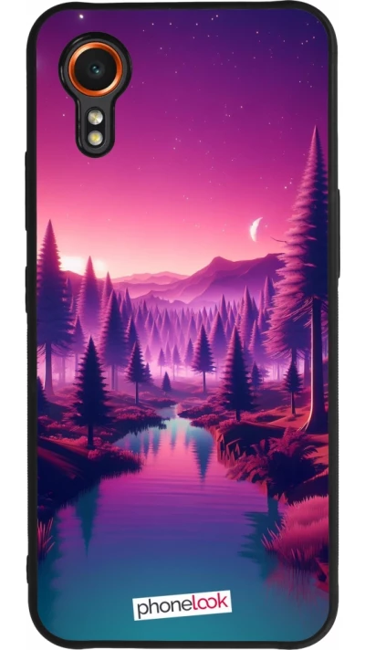 Samsung Galaxy XCover 7 Case Hülle - Silikon schwarz Lila-rosa Landschaft