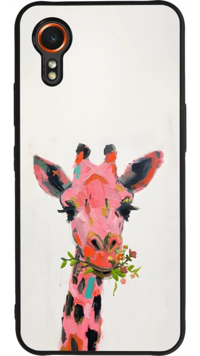 Samsung Galaxy XCover 7 Case Hülle - Silikon schwarz Pink Girafe Paint
