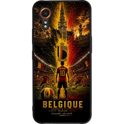 Coque Samsung Galaxy XCover 7 - Silicone rigide noir Football Belgique splash 2026