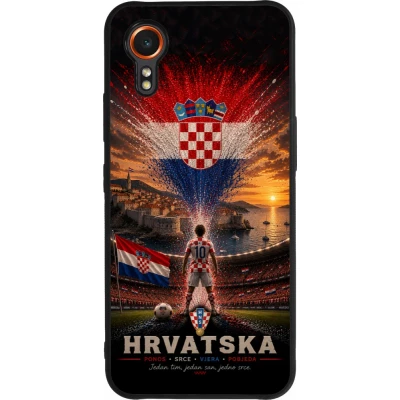 Coque Samsung Galaxy XCover 7 - Silicone rigide noir Football Croatie splash 2026