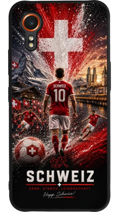 Samsung Galaxy XCover 7 Case Hülle - Silikon schwarz Fussball Schweiz splash 2026
