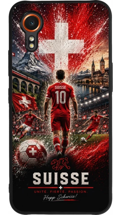 Samsung Galaxy XCover 7 Case Hülle - Silikon schwarz Fussball Suisse splash 2026