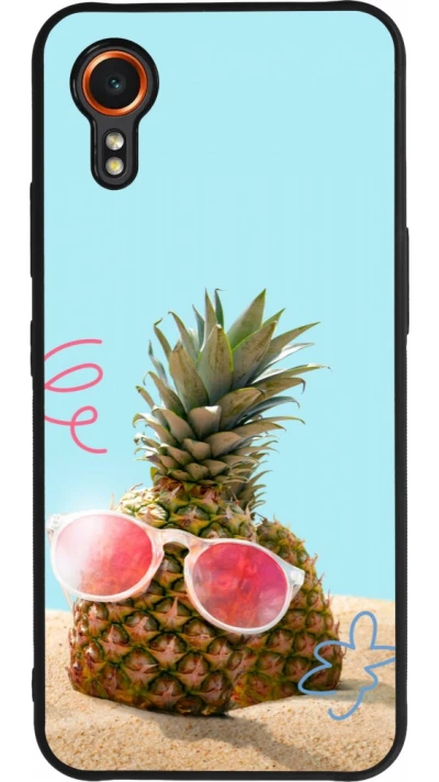 Coque Samsung Galaxy XCover 7 - Silicone rigide noir Pineapple with glasses Summer 2026
