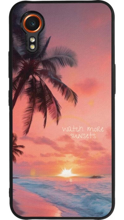 Coque Samsung Galaxy XCover 7 - Silicone rigide noir Watch more sunsets Summer 2026