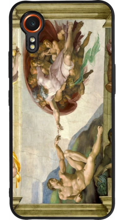 Samsung Galaxy XCover 7 Case Hülle - Silikon schwarz Kunstbild - Die Erschaffung Adams - Michelangelo