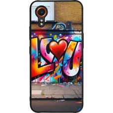 Coque Samsung Galaxy XCover 7 - Silicone rigide noir Valentine 2025 Love U Tag