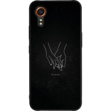 Coque Samsung Galaxy XCover 7 - Silicone rigide noir Valentine 2023 hands forever
