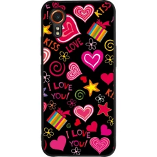 Samsung Galaxy XCover 7 Case Hülle - Silikon schwarz Valentine 2023 love symbols
