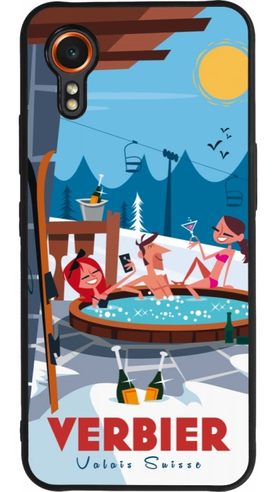 Coque Samsung Galaxy XCover 7 - Silicone rigide noir Verbier Mountain Jacuzzi
