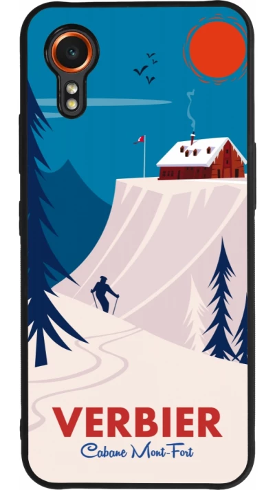 Coque Samsung Galaxy XCover 7 - Silicone rigide noir Verbier Cabane Mont-Fort
