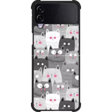 Coque Samsung Galaxy Z Flip3 5G - Silicone rigide noir Chats gris troupeau