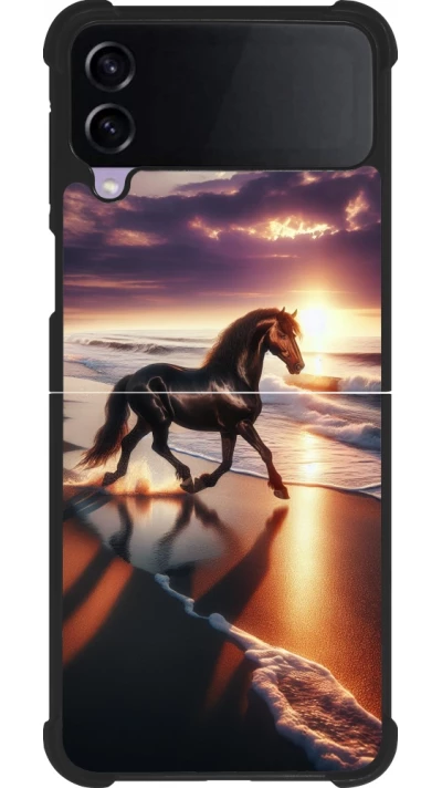 Samsung Galaxy Z Flip3 5G Case Hülle - Silikon schwarz Pferd majestätisch Strand