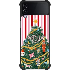 Coque Samsung Galaxy Z Flip3 5G - Silicone rigide noir Christmas 25 Happy Holiday