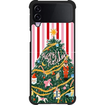 Coque Samsung Galaxy Z Flip3 5G - Silicone rigide noir Christmas 25 Happy Holiday