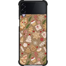 Coque Samsung Galaxy Z Flip3 5G - Silicone rigide noir Christmas 25 Pattern Ginger Cookie