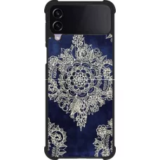 Coque Samsung Galaxy Z Flip3 5G - Silicone rigide noir Cream Flower Moroccan