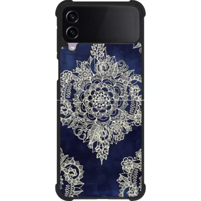 Coque Samsung Galaxy Z Flip3 5G - Silicone rigide noir Cream Flower Moroccan