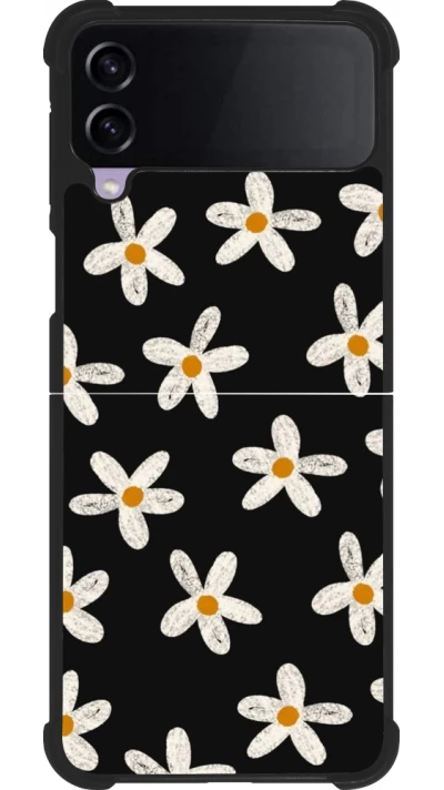 Coque Samsung Galaxy Z Flip3 5G - Silicone rigide noir Easter 2024 white on black flower