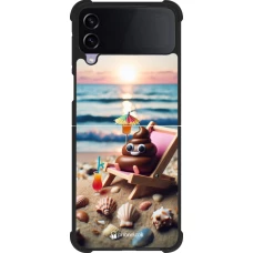 Samsung Galaxy Z Flip3 5G Case Hülle - Silikon schwarz Kackhaufen Emoji auf Liegestuhl
